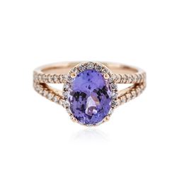 14KT Rose Gold 2.33 ctw Tanzanite and Diamond Ring