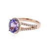 Image 2 : 14KT Rose Gold 2.33 ctw Tanzanite and Diamond Ring