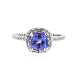 14KT White Gold 1.11 ctw Tanzanite and Diamond Ring