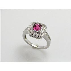 Pink Sapphire  1.04 ctw Diamond Ring 14KW