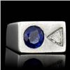 Image 1 : ONE TRILLION CUT DIAMOND 0.60CT, ONE NATURAL SAPPHIRE 1.50CT