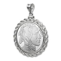 1 oz Silver Buffalo Pendant (Rope-ScrewTop Bezel)