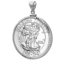 1 oz Silver Walking Liberty Rnd Pendant (Diamond-ScrewTop Bezel)