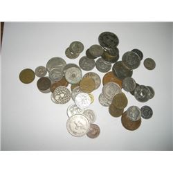 50 TOTAL COINS INCLUDES WORLD & U.S. INCLUDING INDIAN HEAD CENTS/BUFFALO NICKELS & MORE!!