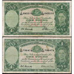 1941 KGVI Coombs/ Watt & 1952 KGVI Coombs/ Wilson One Pound Notes - aFine - Fine