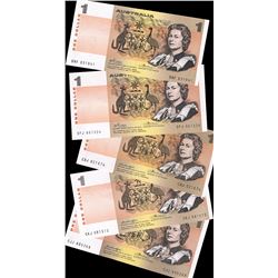 1974 Phillips/Wheeler QEII One Dollar Notes x 5