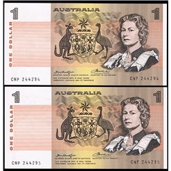 1976 Knight/Wheeler QEII One Dollar Consecutive Pair