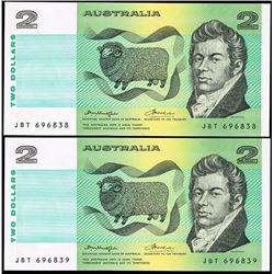 1976 Knight/Wheeler QEII Two Dollar Consecutive Pair