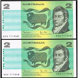 1983 Johnston/Stone QEII Two Dollar Consecutive Pair
