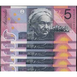 2001 Macfarlane/Evans AA01 1st Prefix Five Dollar Consecutive Run of 5