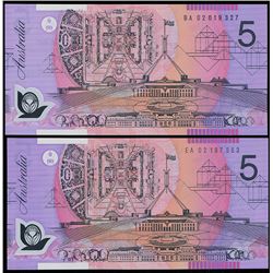 2002 Macfarlane/Henry 1st and Last Prefix Five Dollar Notes