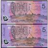 Image 1 : 2002 Macfarlane/Henry 1st and Last Prefix Five Dollar Notes