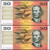 Image 1 : 1991 Fraser/Cole AAA Prefix NPA Issue Twenty Dollar Consecutive Pair