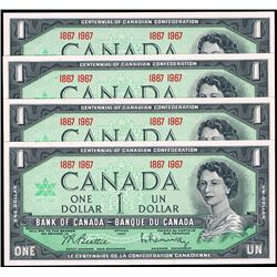 1967 Canada QEII One Dollar Group of Four
