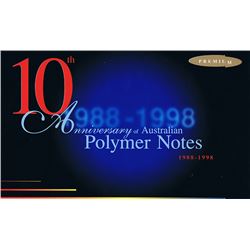 1988-98 10th Anniversary of Polymer Notes - Premium Banknote Folder