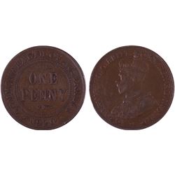1920 Australian KGV Penny - Double Dot Variety