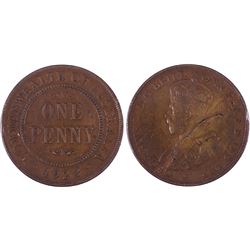 1923 Australian KGV Penny - Planchet Flaw