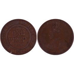 1928 Australian KGV Pennies x 4 - Broken 8