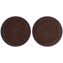 1943'I' Australian KGVI Penny - Large Beads/Long Denticles