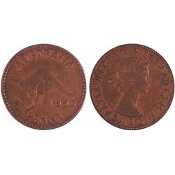 1953 Australian QEII Penny - Long 5 & Different 3