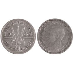 1948 Australian KGVI Threepences x 2 - Filled 8