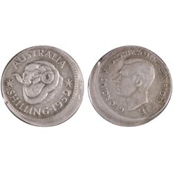 1952 Australian KGVI Shilling - Misstrike