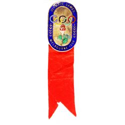 1956 Melbourne Olympic Games Badge with Red Ribbon No. 1936
