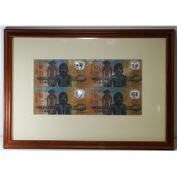 1988 Ten Dollar Block of Four, Mounted and Framed