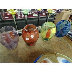 4 Art Glass Vases - 4 Times the Money - No Shipping