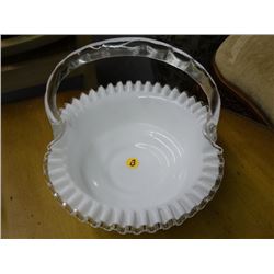 Fenton Ruffled Glass Basket Dish - No Shipping