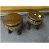 Image 1 : 2 Carved Wood Stools - 2 Times the Money