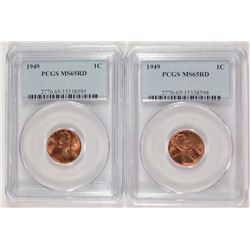 ( 2 ) 1949 LINCOLN CENTS, PCGS MS-65 RED TOUGH DATE TO FIND NICE!