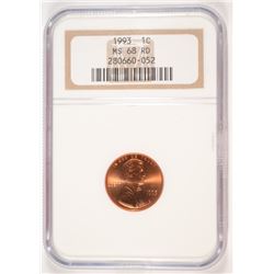 1993 LINCOLN CENT NGC MS-68 RD
