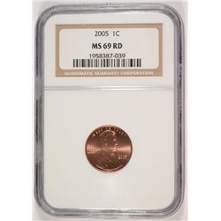 2005 LINCOLN CENT NGC MS-69 RD
