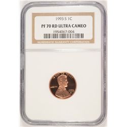 1993-S PROOF LINCOLN CENT NGC PF-70 ULTRA CAMEO