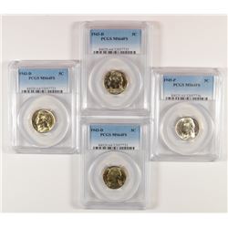 ( 4 ) JEFFERSON NICKELS PCGS GRADED MS-64 FULL STEPS: 3-1943-D & 1-945-P