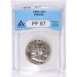 1955 FRANKLIN HALF DOLLAR, ANACS PROOF-67  BETTER DATE!