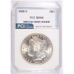 1880-S MORGAN SILVER DOLLAR, PCI MS-66