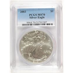 2003 AMERICAN SILVER EAGLE, PCGS MS-70! PERFECT!