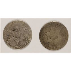 1853 & 1858 THREE CENT SILVER PCS