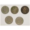 Image 1 : (5) 1865 THREE CENT NICKELS
