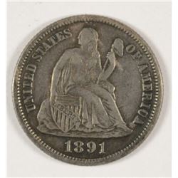 1891 SEATED DIME XF-45