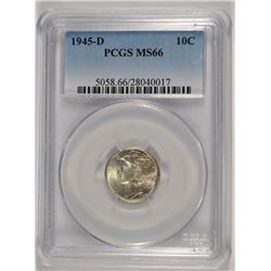 1945-D MERCURY DIME PCGS MS-66