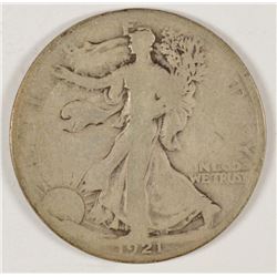 1921 WALKING LIBERTY HALF DOLLAR G/VG