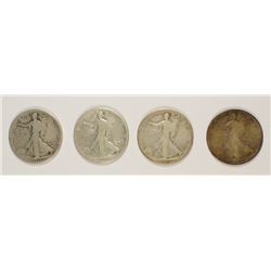 (4) WALKING LIBERTY HALF DOLLARS (1916, 1917, 1917-D OBV, 1917-D REV)