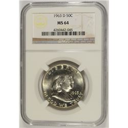 1963-D FRANKLIN HALF DOLLAR NGC MS-64