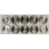 Image 2 : LOT OF ( 10 ) GEM BU 1950 WASHINGTON QUARTERS  NICE!