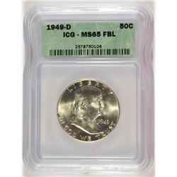 1949-D FRANKLIN HALF DOLLAR, ICG MS-65 FBL