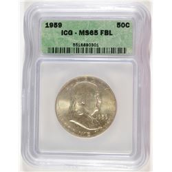 1959 FRANKLIN HALF DOLLAR, ICG MS-65 FBL