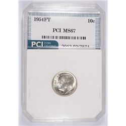 1954 ROOSEVELT DIME, PCI MS-67 FULL TORCH!  LIST PRICE=$525.00